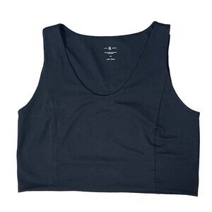 New Lou & Grey Bralette Tank Cropped Black Scoop Neck Size XXL